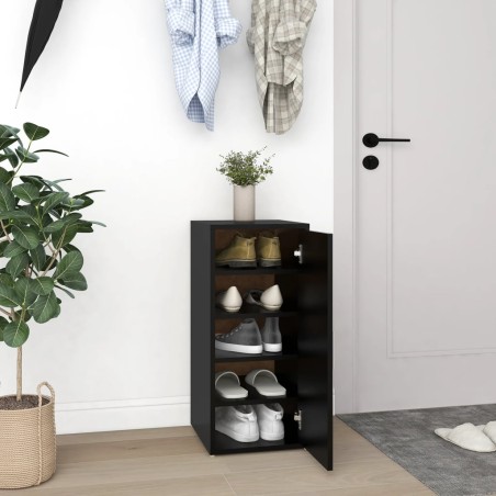 vidaXL Mueble zapatero de madera contrachapada negro 32x35x70 cm