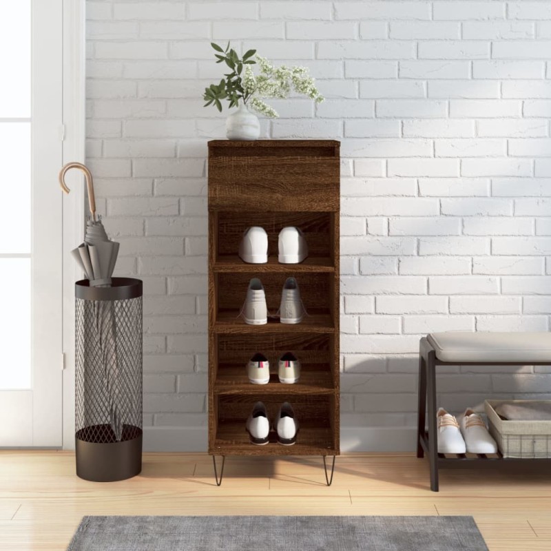 vidaXL Mueble zapatero madera contrachapada roble marrón 40x36x105 cm