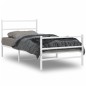 vidaXL Estructura cama metal con cabecero y estribo blanco 100x200 cm vidaXL Estructura cama metal con cabecero y estribo blanco 100x200 cm