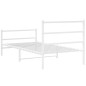 vidaXL Estructura cama metal con cabecero y estribo blanco 100x200 cm vidaXL Estructura cama metal con cabecero y estribo blanco 100x200 cm
