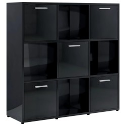 vidaXL Estantería madera contrachapada negro brillante 90x30x90 cm