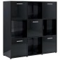 vidaXL Estantería madera contrachapada negro brillante 90x30x90 cm vidaXL Estantería madera contrachapada negro brillante 90x30x90 cm
