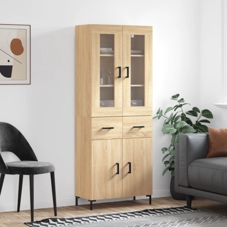 vidaXL Aparador alto madera contrachapada color roble 69,5x34x180 cm
