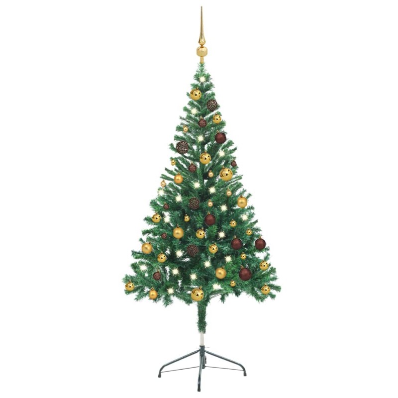 vidaXL Árbol de Navidad artificial con luces y bolas 380 ramas 150 cm vidaXL Árbol de Navidad artificial con luces y bolas 380 ramas 150 cm