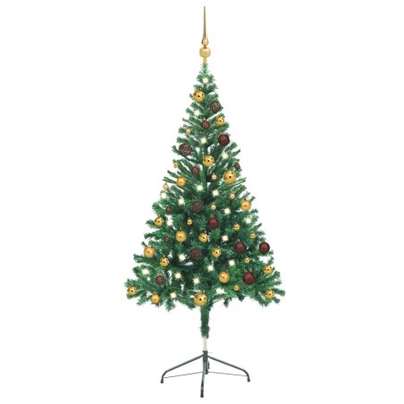 vidaXL Árbol de Navidad artificial con luces y bolas 380 ramas 150 cm