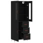 vidaXL Aparador alto madera contrachapada negro 69,5x34x180 cm