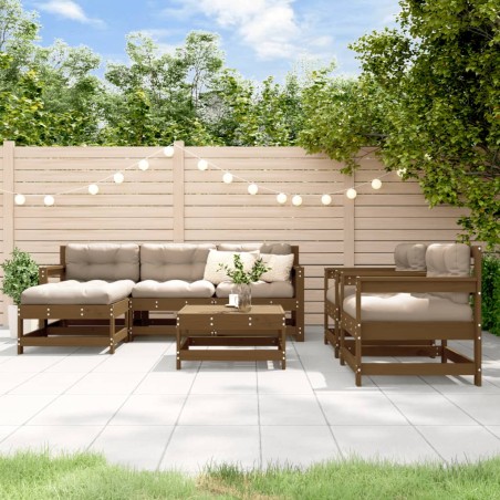vidaXL Juego de muebles jardín 7 pzas madera maciza pino marrón miel
