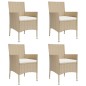 vidaXL Mesita y sillas jardín 5 pzas y cojines ratán sintético beige vidaXL Mesita y sillas jardín 5 pzas y cojines ratán sintético beige
