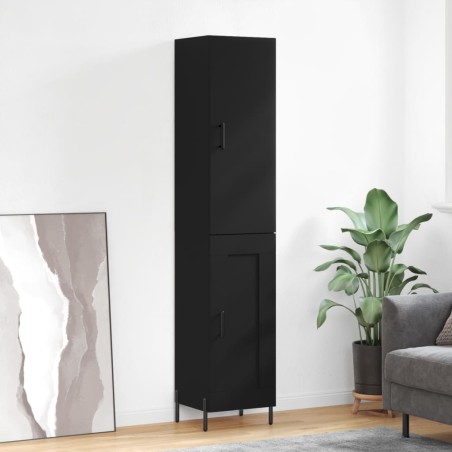 vidaXL Aparador de madera contrachapada negro 34,5x34x180 cm
