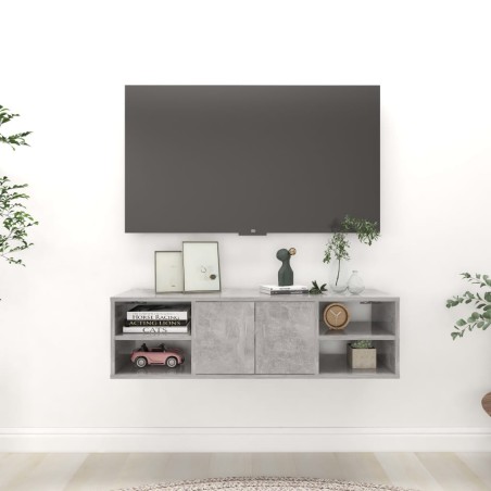 vidaXL Estantería pared madera contrachapada gris hormigón 102x30x29cm