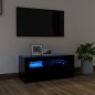 vidaXL Mueble de TV con luces LED negro 90x35x40 cm