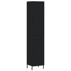 vidaXL Aparador de madera contrachapada negro 34,5x34x180 cm