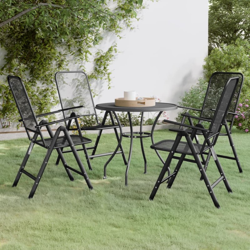 vidaXL Set de comedor de jardín 3 pzas malla metal expandido antracita vidaXL Set de comedor de jardín 3 pzas malla metal expandido antracita