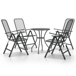 vidaXL Set de comedor de jardín 3 pzas malla metal expandido antracita
