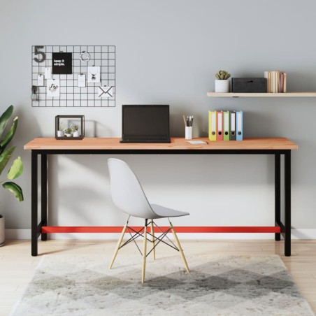 vidaXL Banco de trabajo madera maciza de haya y metal 200x55x81,5 cm