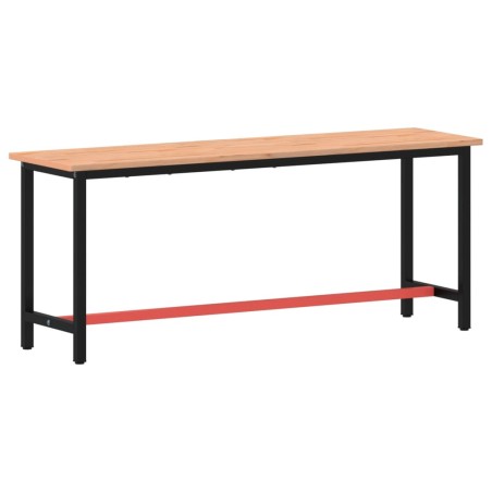 vidaXL Banco de trabajo madera maciza de haya y metal 200x55x81,5 cm