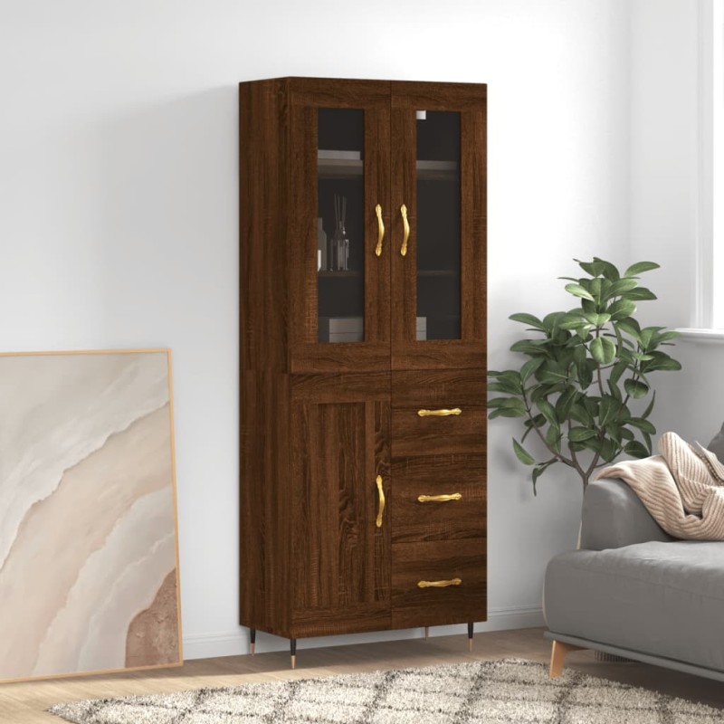 vidaXL Aparador alto madera contrachapada marrón roble 69,5x34x180 cm vidaXL Aparador alto madera contrachapada marrón roble 69,5x34x180 cm