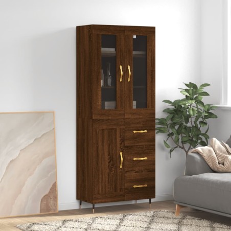 vidaXL Aparador alto madera contrachapada marrón roble 69,5x34x180 cm