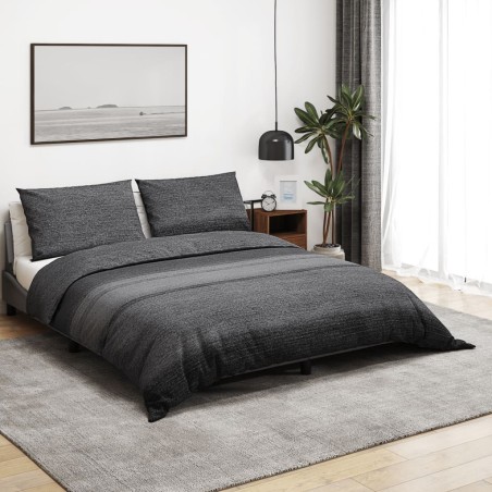vidaXL Juego de funda nórdica algodón gris oscuro 200x200 cm