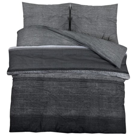 vidaXL Juego de funda nórdica algodón gris oscuro 200x200 cm