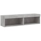 vidaXL Muebles para TV con luces LED 2 uds gris hormigón 60x30x30 cm
