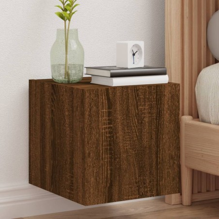 vidaXL Mueble de TV de pared con luces LED roble marrón 30,5x35x30 cm