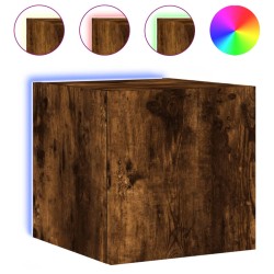 vidaXL Mueble de TV de pared con luces LED roble ahumado 30,5x35x30 cm