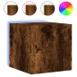 vidaXL Mueble de TV de pared con luces LED roble ahumado 30,5x35x30 cm
