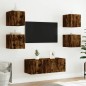 vidaXL Mueble de TV de pared con luces LED roble ahumado 30,5x35x30 cm