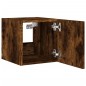 vidaXL Mueble de TV de pared con luces LED roble ahumado 30,5x35x30 cm