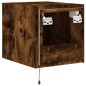 vidaXL Mueble de TV de pared con luces LED roble ahumado 30,5x35x30 cm