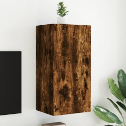 vidaXL Mueble de TV de pared con luces LED roble ahumado 30,5x35x80 cm