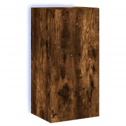 vidaXL Mueble de TV de pared con luces LED roble ahumado 30,5x35x80 cm
