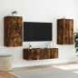vidaXL Mueble de TV de pared con luces LED roble ahumado 30,5x35x80 cm