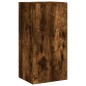 vidaXL Mueble de TV de pared con luces LED roble ahumado 30,5x35x80 cm