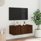vidaXL Mueble de TV de pared con luces LED marrón roble 80x35x31 cm vidaXL Mueble de TV de pared con luces LED marrón roble 80x35x31 cm