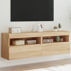 vidaXL Muebles de TV de pared luces LED 2 uds roble Sonoma 60x30x40 cm