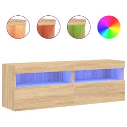 vidaXL Muebles de TV de pared luces LED 2 uds roble Sonoma 60x30x40 cm