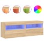 vidaXL Muebles de TV de pared luces LED 2 uds roble Sonoma 60x30x40 cm