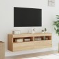 vidaXL Muebles de TV de pared luces LED 2 uds roble Sonoma 60x30x40 cm
