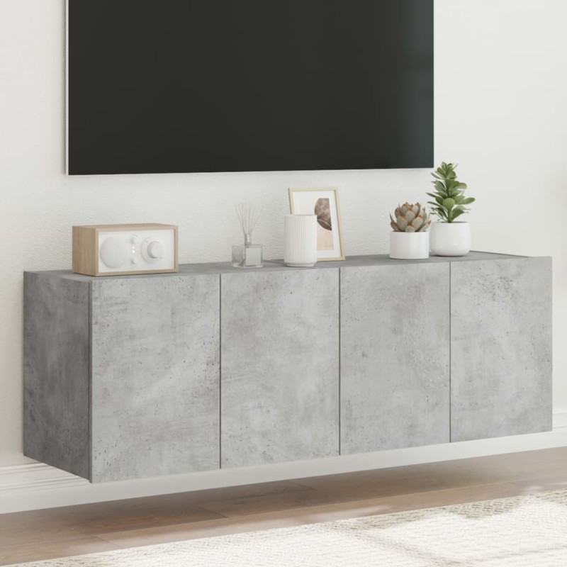 vidaXL Muebles TV de pared luces LED 2 uds gris hormigón 60x35x41 cm vidaXL Muebles TV de pared luces LED 2 uds gris hormigón 60x35x41 cm