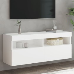 vidaXL Mueble de TV de pared con luces LED blanco 100x30x40 cm