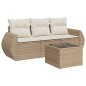 vidaXL Juego de sofás jardín con cojines 4 pzas ratán sintético beige vidaXL Juego de sofás jardín con cojines 4 pzas ratán sintético beige