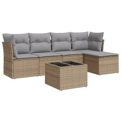vidaXL Juego de sofás jardín con cojines 6 pzas ratán sintético beige