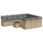 vidaXL Set de sofás de jardín 11pzas con cojines ratán sintético beige vidaXL Set de sofás de jardín 11pzas con cojines ratán sintético beige