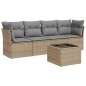 vidaXL Juego de sofás jardín con cojines 5 pzas ratán sintético beige vidaXL Juego de sofás jardín con cojines 5 pzas ratán sintético beige