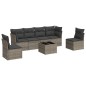 vidaXL Set de sofás de jardín 7 piezas con cojines ratán PE gris vidaXL Set de sofás de jardín 7 piezas con cojines ratán PE gris
