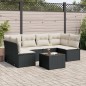vidaXL Set de comedor de jardín 7 pzas y cojines ratán sintético negro vidaXL Set de comedor de jardín 7 pzas y cojines ratán sintético negro