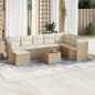 vidaXL Set de sofás de jardín 9 pzas con cojines ratán sintético beige