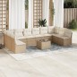 vidaXL Set de sofás de jardín 11pzas con cojines ratán sintético beige vidaXL Set de sofás de jardín 11pzas con cojines ratán sintético beige